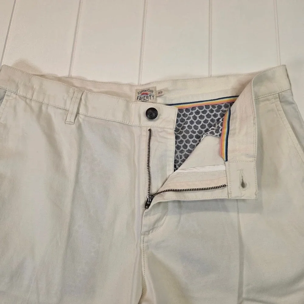 Faherty Men's 35 Island Life Shorts Pumice Tan Organic Cotton Tencel MBS2106-PUM